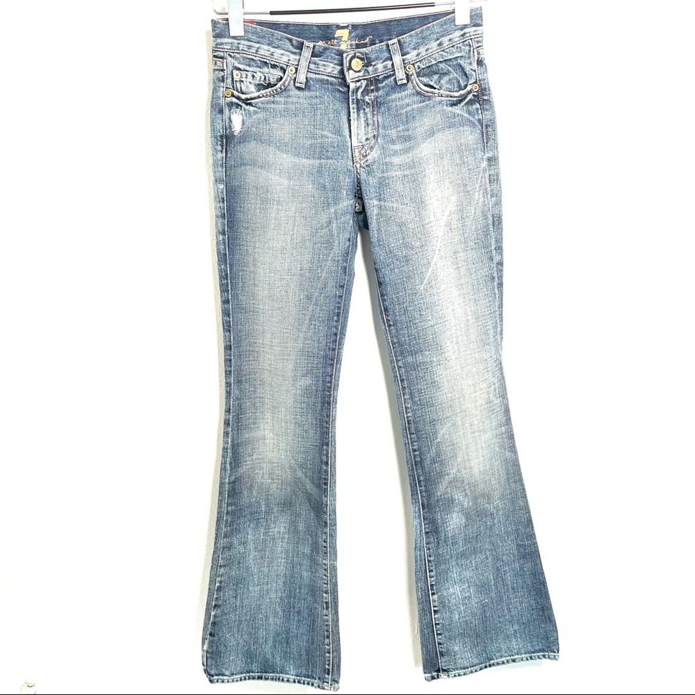 7 For All Mankind Jeans Womens Size 27 Flare Leg Rhinestone Pockets Y2K